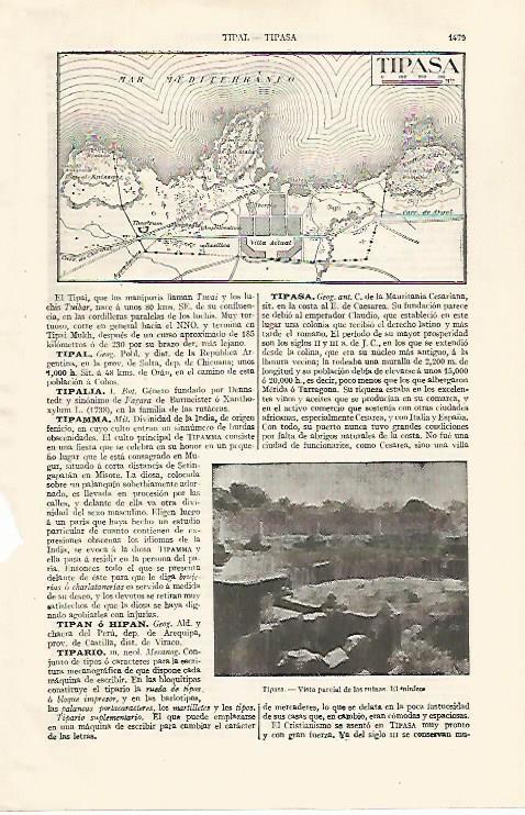 LAMINA ESPASA 30677: Mapa de Tipasa Argelia