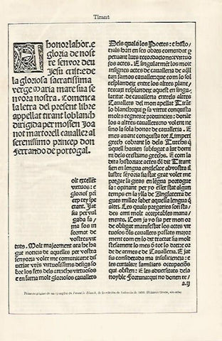 LAMINA ESPASA 30696: Primera pagina de Tirant lo Blanch edicion de 1490