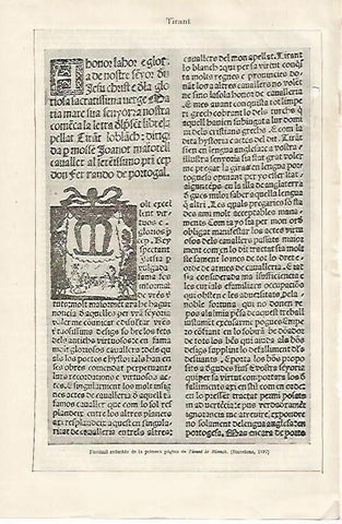LAMINA ESPASA 30697: Facsimil reducido de Tirant lo Blanch edicion de 1497