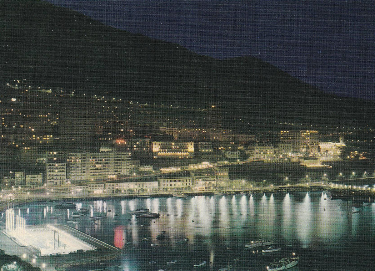 POSTAL B7969: PRINCIPADO DE MONACO: VISTA NOCTURNA