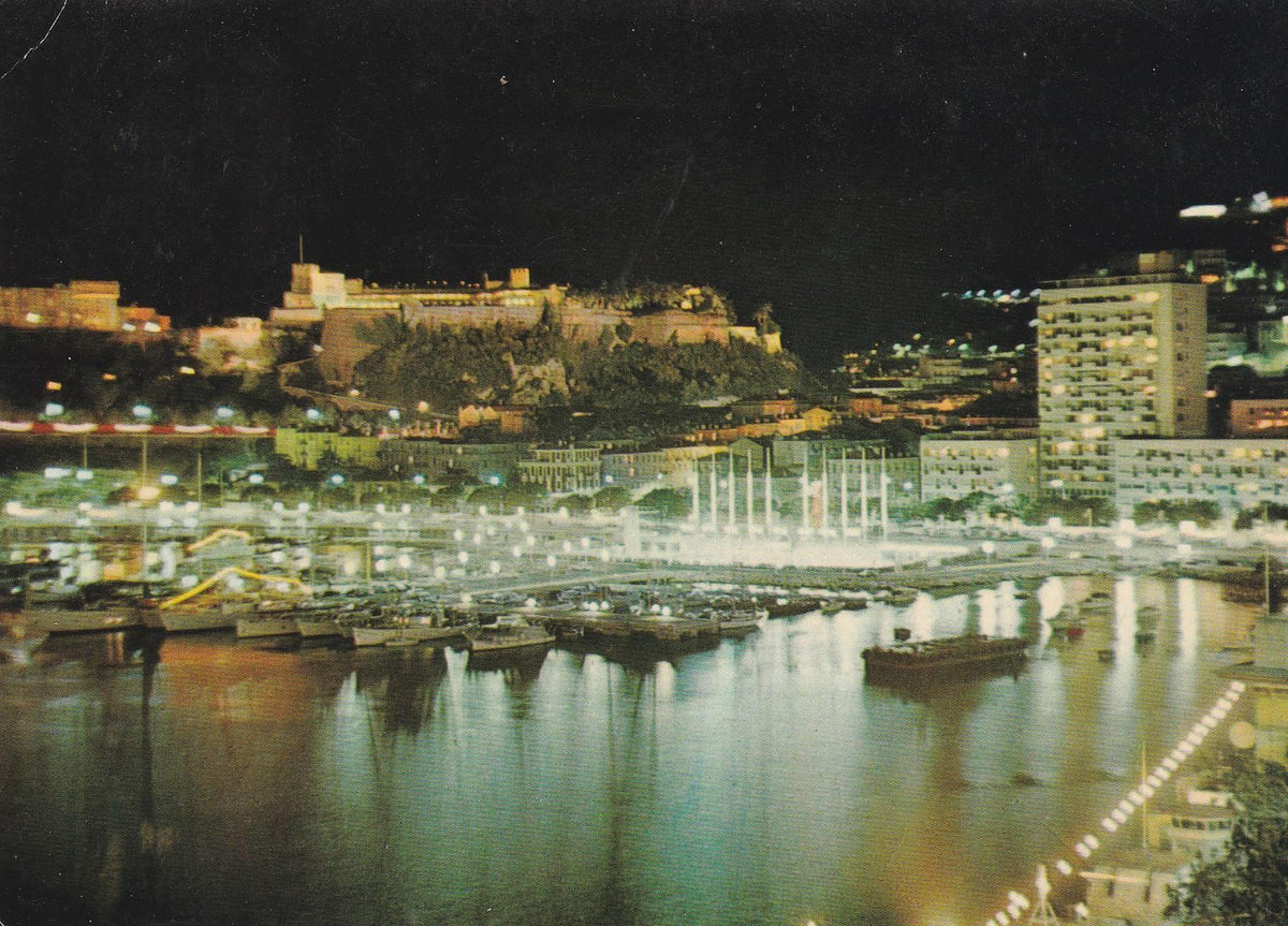 POSTAL B7988: PRINCIPADO DE MONACO: VISTA NOCTURNA LE ROCHER