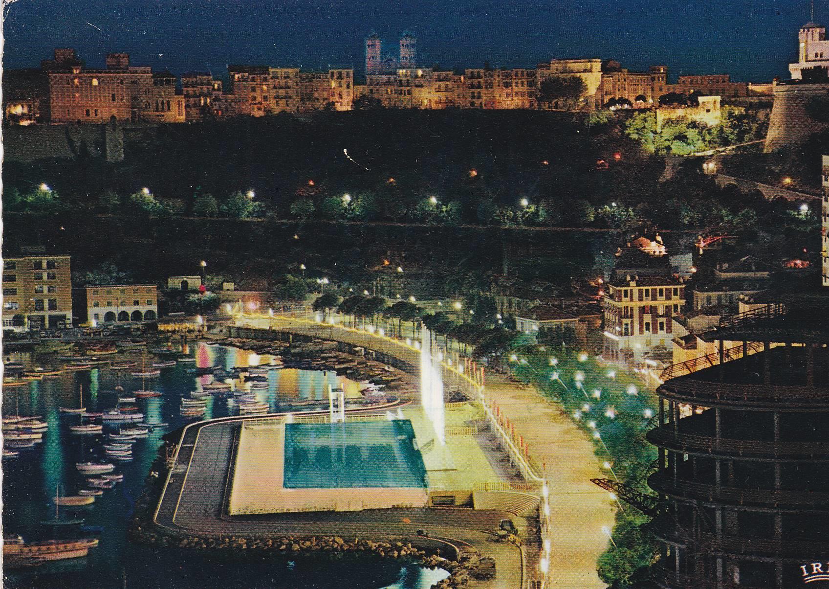 POSTAL B7999: PRINCIPADO DE MONACO: VISTA AEREA NOCTURNA
