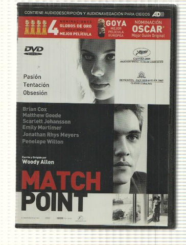 DVD pelicula: Match Point. Escrito y dirigido por Woody Allen con Brian Cox, Scarlett Johansson, Matthew Goode