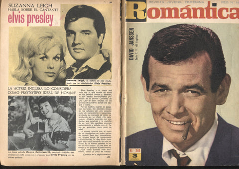Romantica numero 0246: David Jansen en cubierta, trasera ficha articulo sobre Elvis Presly (cubierta suelta)