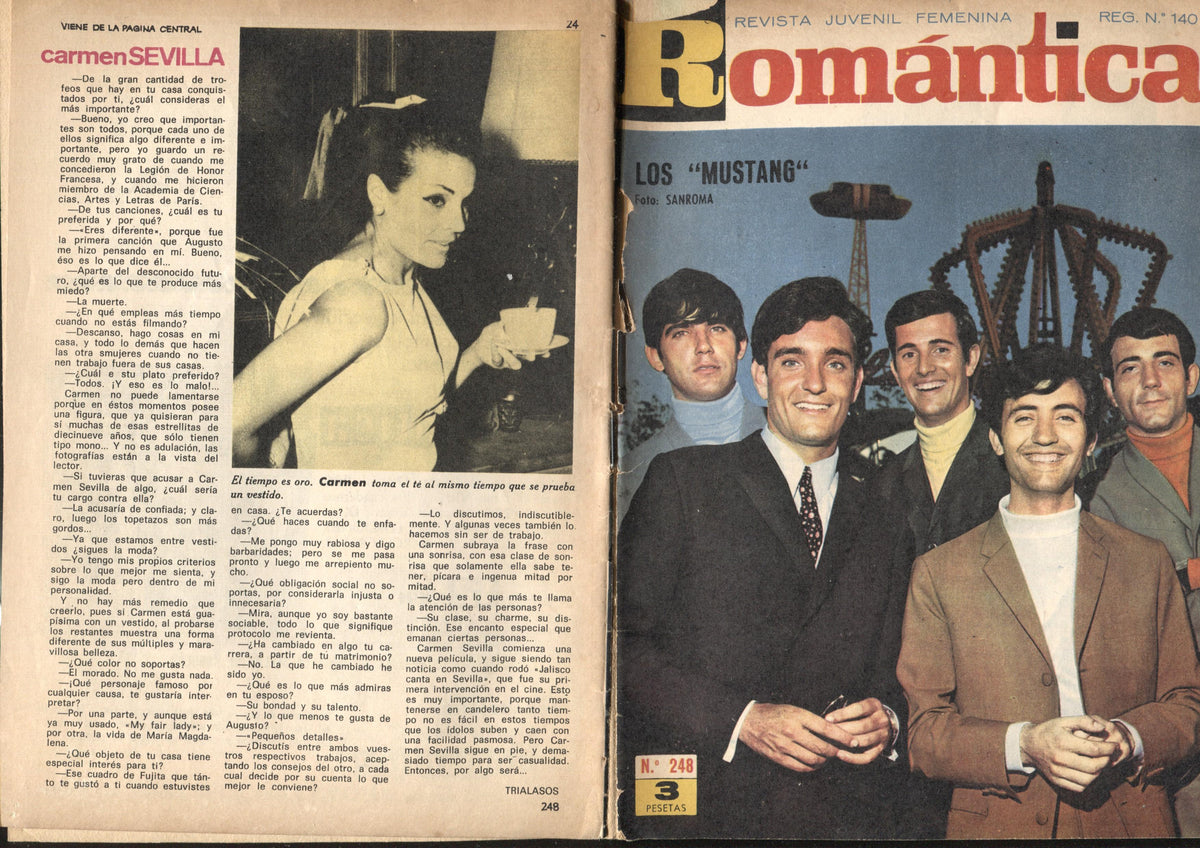 Romantica numero 248: Los Mustang-Carmen Sevilla (numerado 2 en trasera) (cubierta suelta)