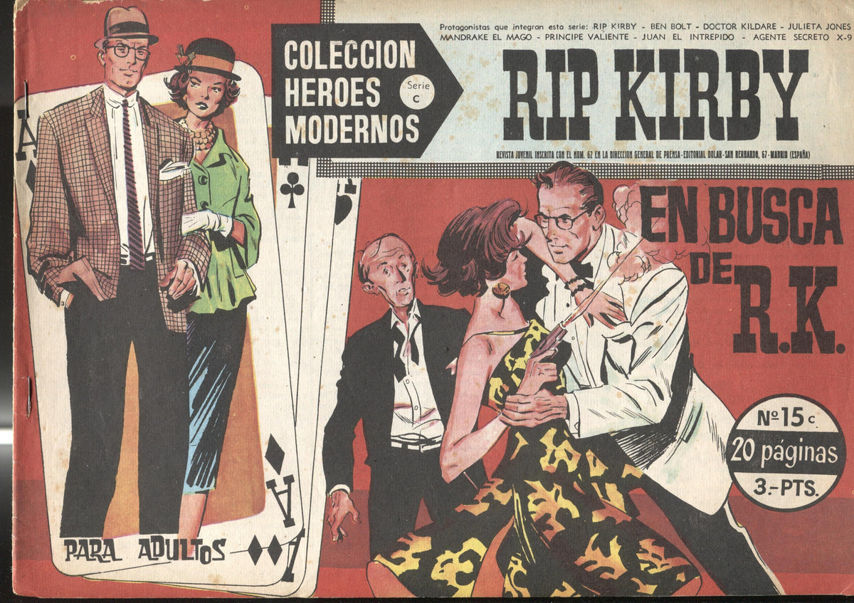 Heroes Modernos serie C: Rip Kirby numero 15 (numerado 1 en la trasera)