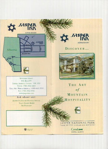 Triptico Publicitario: Hotel JASPER INN, ALPINE RESORT - Jasper International Park (Alberta, Canada)