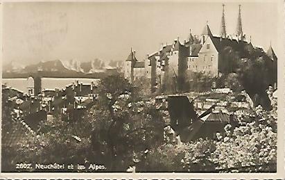 POSTAL 18180: Neuchatel et les Alpes