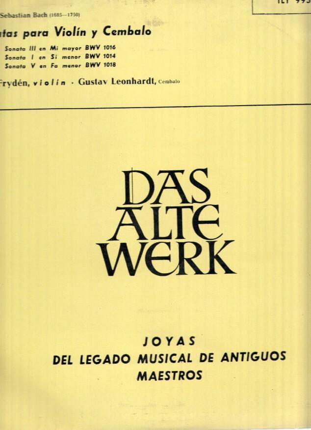 Disco/Vinilo-LP: BACH - Das Alte Werk / Sonatas para Violin y Cembalo (RCA)