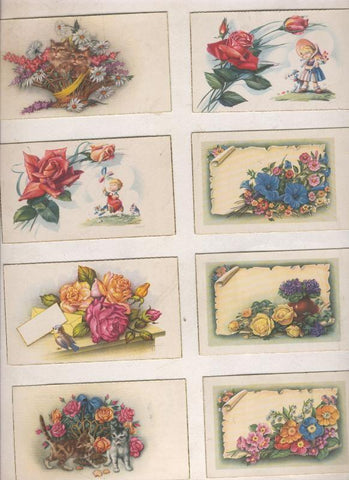Cartulina con 8 estampas epoca