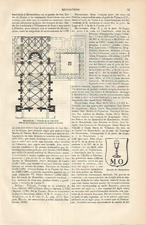 LAMINA ESPASA 8528:Planta de la Catedral de Mondoñedo Lugo