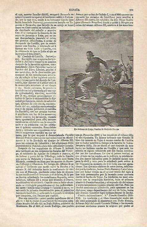 LAMINA ESPASA 19945: La defensa de Lugo por Modesto Brocos