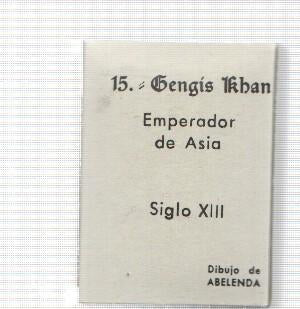 Caja de Cerillas: Gengis Khan emperador de Asia, Siglo XIII. dibujo de Abelenda