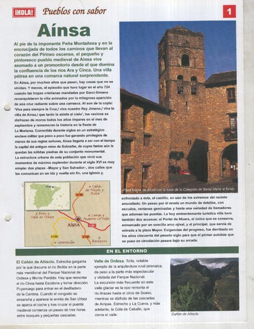 Guia HOLA de pueblos con sabor, ficha 01: Ainsa