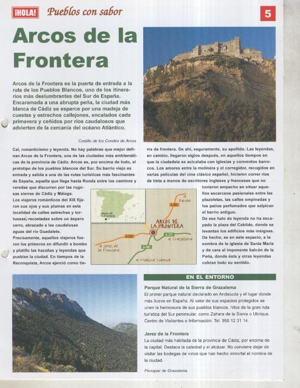 Guia HOLA de pueblos con sabor, ficha 05: Arcos de la Frontera