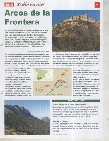 Guia HOLA de pueblos con sabor, ficha 05: Arcos de la Frontera