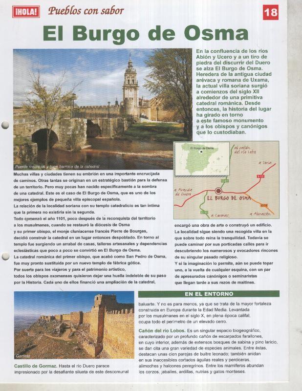 Guia HOLA de pueblos con sabor, ficha 18: El Burgo de Osma