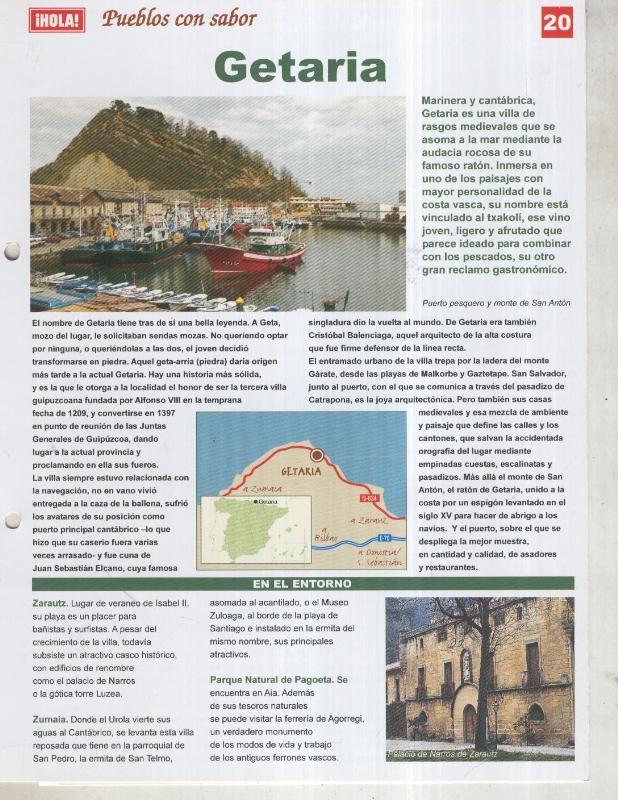 Guia HOLA de pueblos con sabor, ficha 20: Getaria