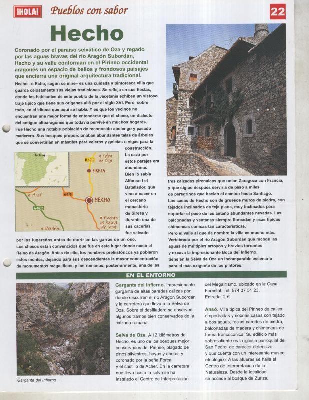Guia HOLA de pueblos con sabor, ficha 22: Hecho