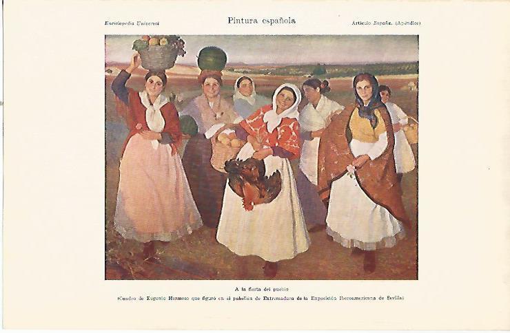 LAMINA ESPASA 22499: A la fiesta del pueblo por E. Hermoso