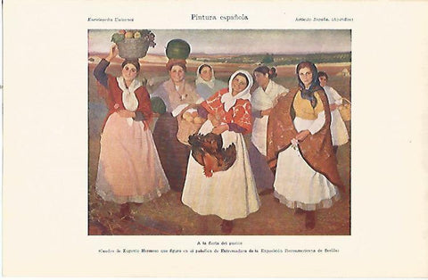 LAMINA ESPASA 22499: A la fiesta del pueblo por E. Hermoso