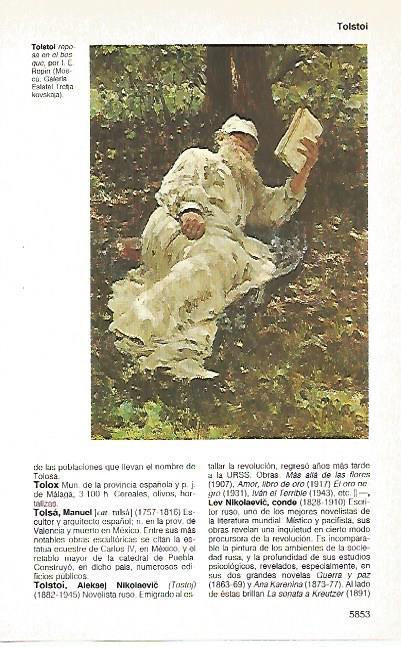 LAMINA 11328: Tolstoi reposa en el bosque por I.E. Repin