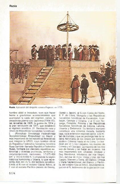 LAMINA 11427: Ejecucion del dirignete cosaco Pugacev en 1775