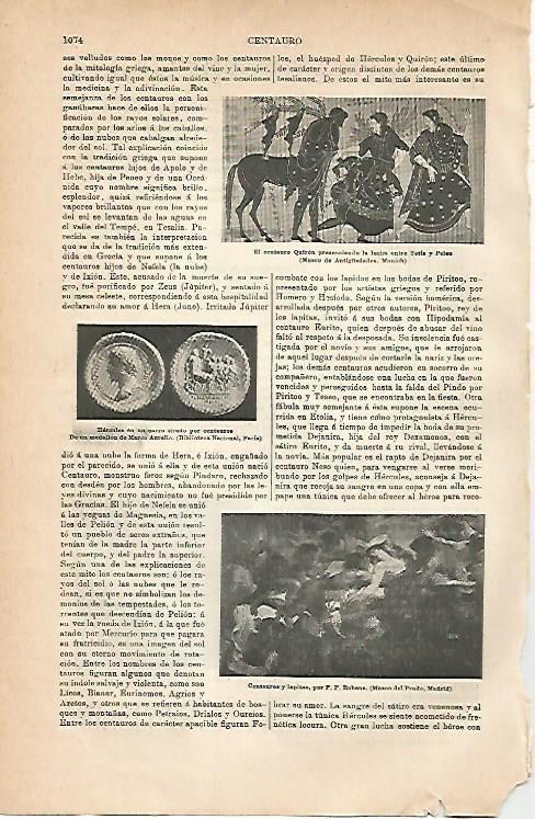 LAMINA ESPASA 2927: Arte que representa al centauro