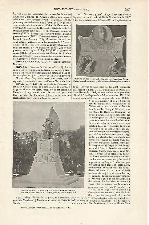LAMINA ESPASA 20288: Monumento a Noval en Madrid