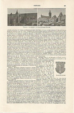 LAMINA ESPASA 20384: Catedral plaza y escudo de Treveris Alemania