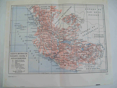 LAMINA ESPASA 20941: Mapa de Jalisco Mexico