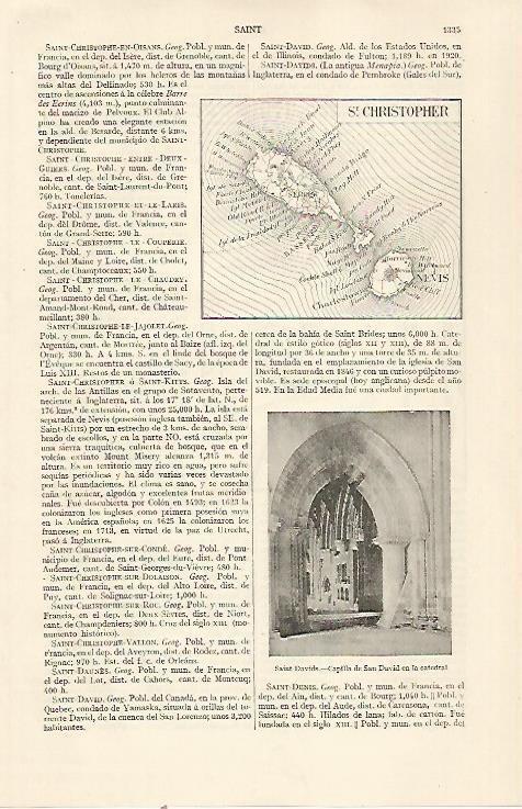 LAMINA ESPASA 22953: Mapa de la isla de Saint Christopher