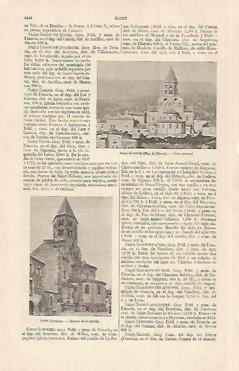 LAMINA ESPASA 23000: Vista de Saint Saturnin Francia