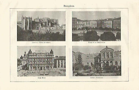 LAMINA ESPASA 23515: Catedral Archivo y Gran Hotel de Pamplona