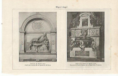LAMINA ESPASA 23958: Monumento funebre de Miguel Angel