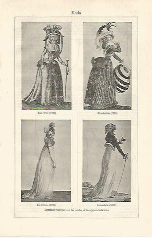 LAMINA ESPASA 24152: Figurines de Francia del siglo XVIII