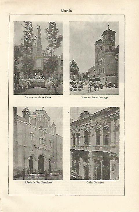 LAMINA ESPASA 24548: Monumento a la Fama Plaza de Santo Domingo y Casino de Murcia