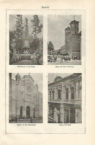LAMINA ESPASA 24548: Monumento a la Fama Plaza de Santo Domingo y Casino de Murcia