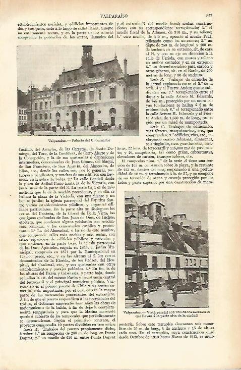 LAMINA ESPASA 4767: Palacio del Gobernador en Valparaiso Chile