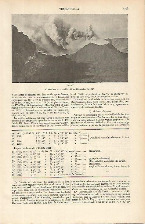 LAMINA ESPASA 4185: El Vesubio en la erupcion del 9 diciembre 1926