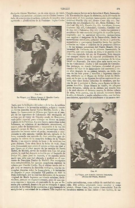 LAMINA ESPASA 4094: La Virgen por Coello y Palomino