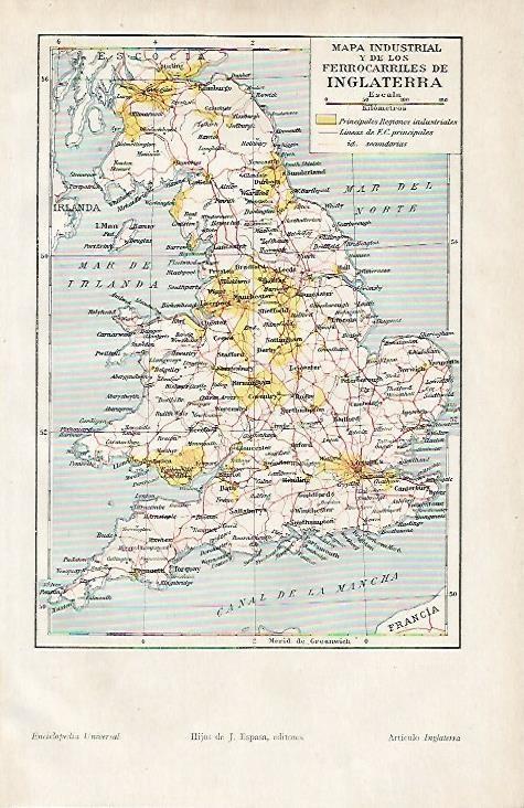 LAMINA ESPASA 4606: Mapa industrial de Inglaterra