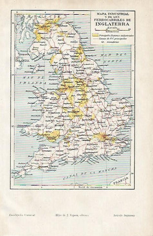 LAMINA ESPASA 4606: Mapa industrial de Inglaterra