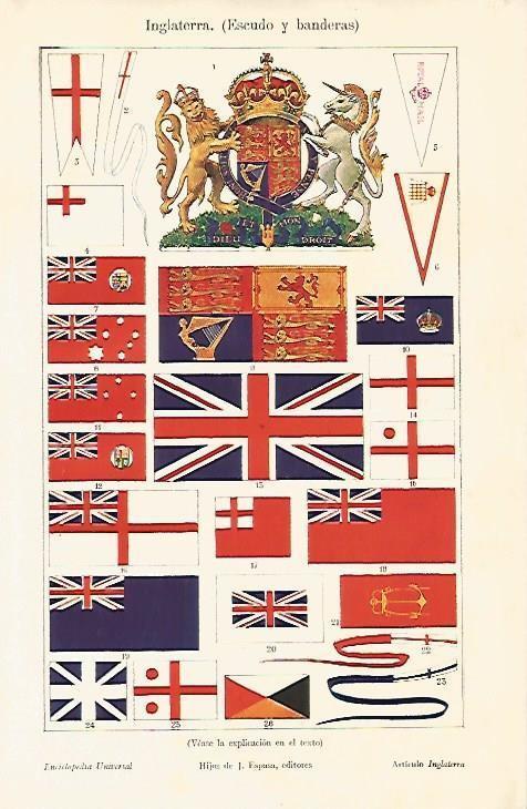 LAMINA ESPASA 4608: Escudo y banderas de Inglaterra