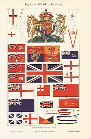 LAMINA ESPASA 4608: Escudo y banderas de Inglaterra