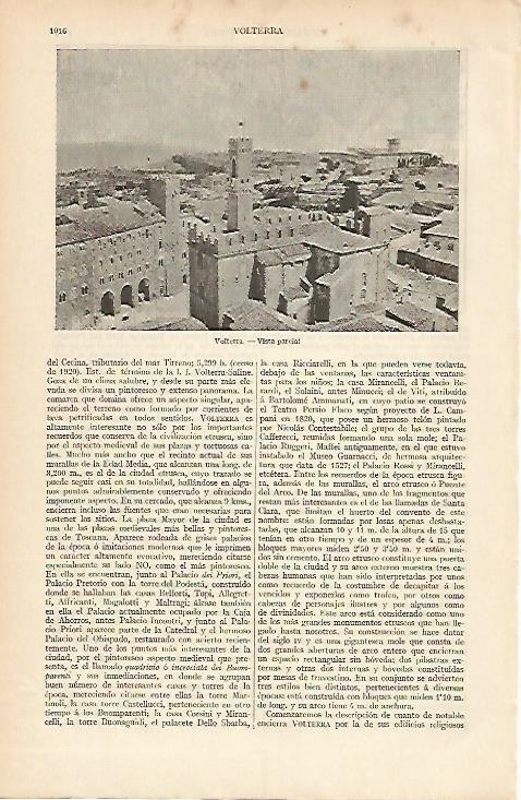 LAMINA ESPASA 4171: Vista parcial de Volterra Italia