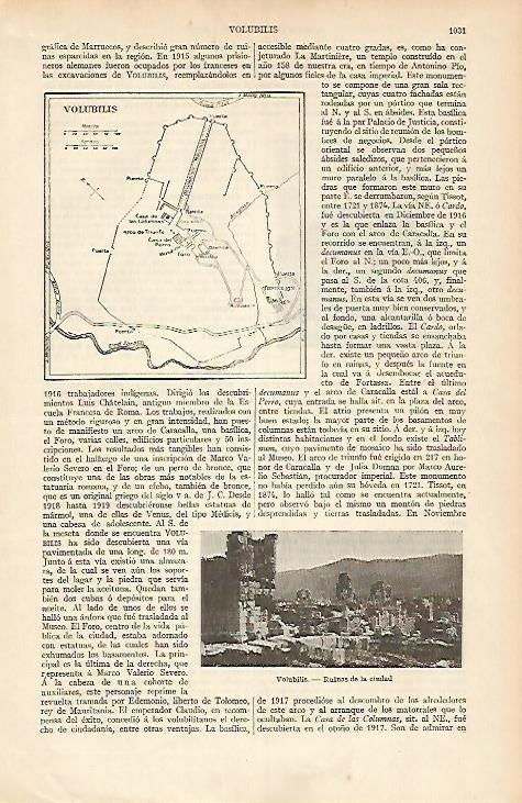 LAMINA ESPASA 4175: Plano de Volubilis ciudad romana en  Marruecos