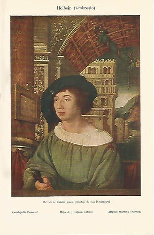 LAMINA ESPASA 4421: Retrato de un hombre joven por A. Holbein