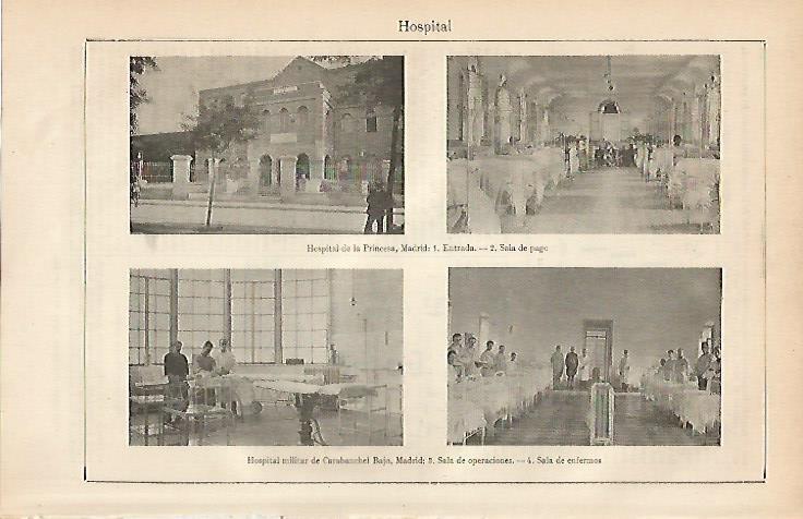 LAMINA ESPASA 4460: Hospital de la Princesa de Madrid y Hospital Militar de Carabanchel Bajo