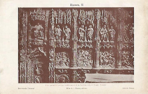 LAMINA ESPASA 4492: Vista del Retablo Mayor de la Catedral de Huesca